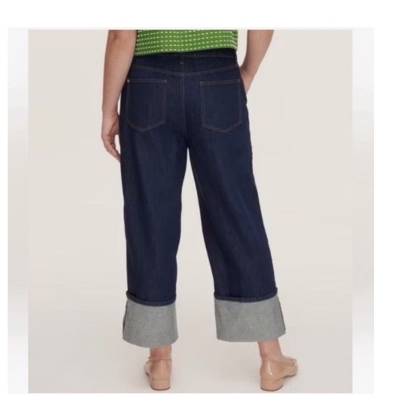 Kate spade x target size 0 blue denim straight‎ leg turn up jeans - Picture 2 of 12